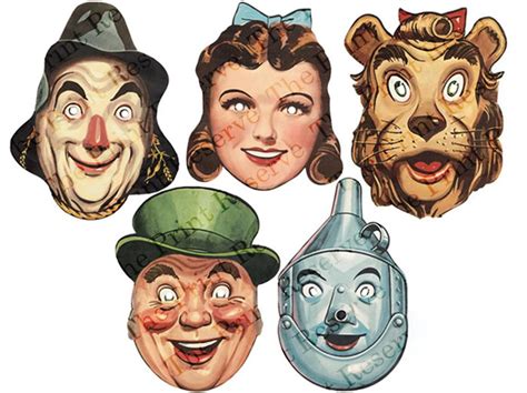 Wizard Of Oz Printable Masks Digital Download Etsy In 2021 Wizard
