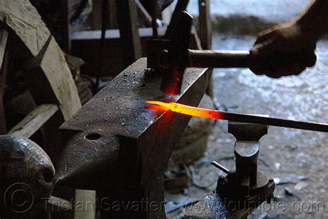 Blacksmith Hammering A Red Hot Iron Bar Turkey Country