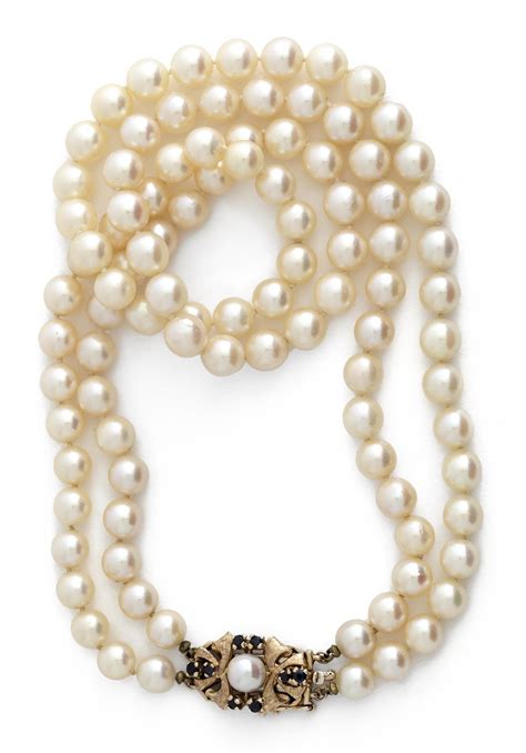Lot Double Strand Of Cultured Pearls Each Pearl Approx 7mm 14kt