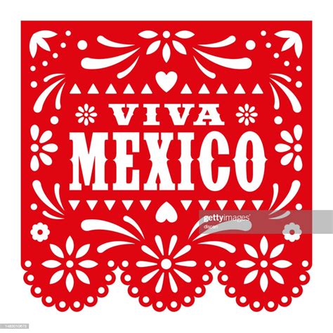 Cinco De Mayo Viva Mexico Vector Papel Picado Greeting Card With Floral