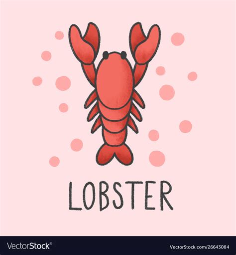 Lobster Cartoon Hand Drawn Style Royalty Free Vector Image