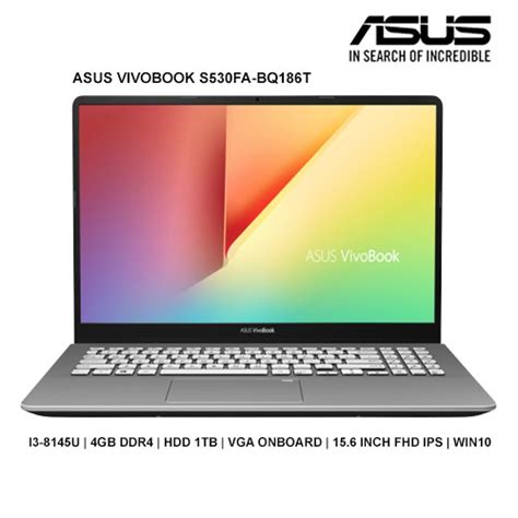 Laptop Asus Vivobook S15 S530fa Bq186t Gun I3 8145u 4gb Ddr4