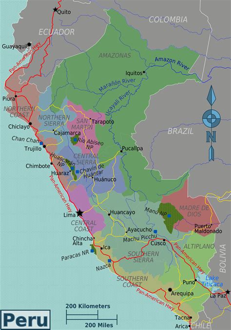 República del perú (help · info)), is a country in western south america.it is bordered in the north by ecuador and colombia, in the east by brazil, in the southeast by bolivia, in the south by chile, and in the south and west by the pacific ocean. Landkarte Peru (Übersichtskarte/Regionen) : Weltkarte.com ...