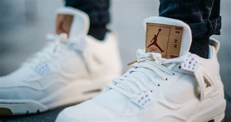 Levis X Air Jordan 4 White Closer Look Nice Kicks