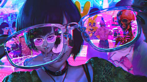 Cyberpunk Girl Thrugh Glasses Wallpaper 4k Ultra Hd Id5406