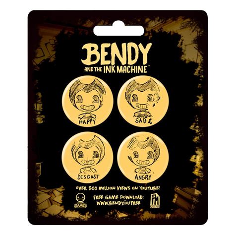 Bendy Model Sheet Buttons 4 Pack Four Vintage Style Pins