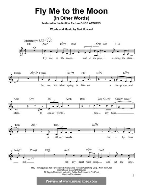 Fly Me To The Moon In Other Words By B Howard Sheet Music On Musicaneo