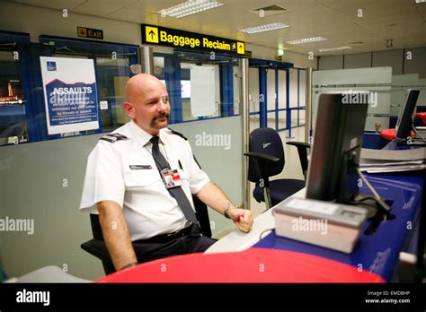 Passport Control Hm Uk Border Agency Manchester Airport Stock Photo
