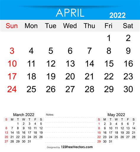 Free Free Printable April 2022 Calendar