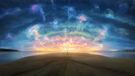 Wallpaper Sunlight Fantasy Art Sky Horizon Cloud Screenshot