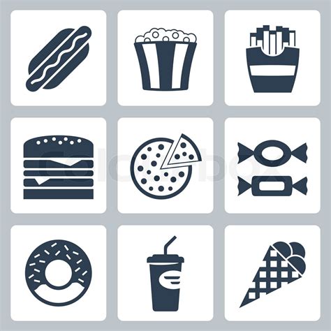 Vector Junk Food Icons Set Stock Vector Colourbox