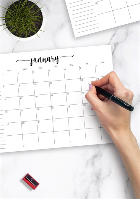 Download Printable Monthly Calendar With Notes Section Pdf