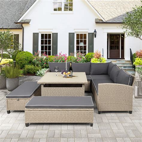 Clearance Patio Sectional Sofa Set 6 Piece Outdoor Patio Furniture