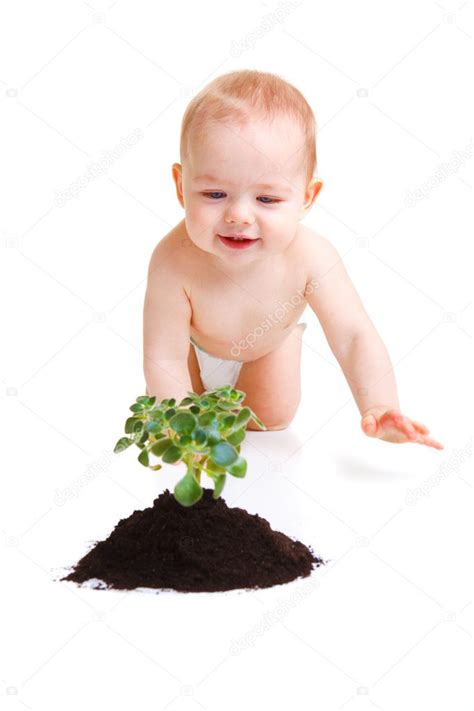 Baby With Plant Stock Photo By Anatols