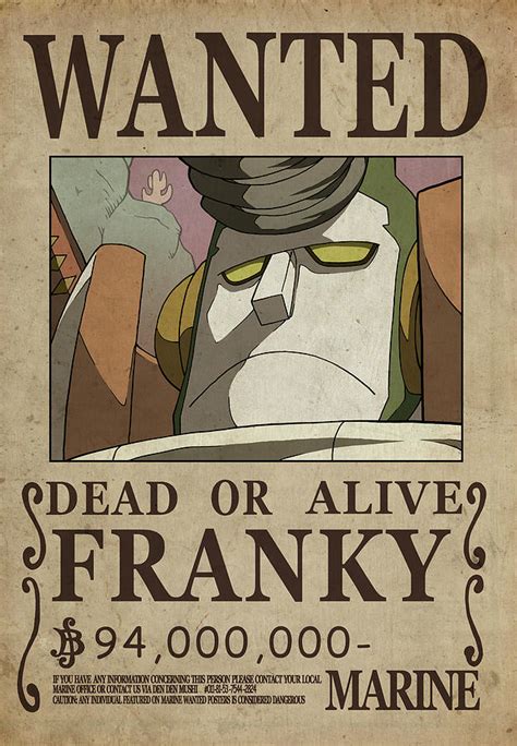 One Piece Wanted Poster FRANKY Digital Art By Niklas Andersen One