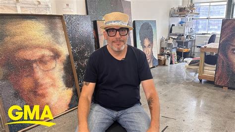 Artist creates portraits using bubble wrap and hundreds of syringes