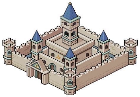 Pixel Art Isometric Medieval Castle Vector Icon For 8bit Game On White
