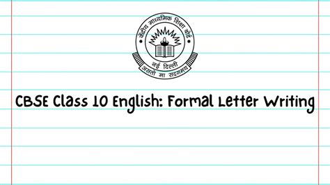 Cbse Board 2023 Cbse Class 10 English Formal Letter Writing Format