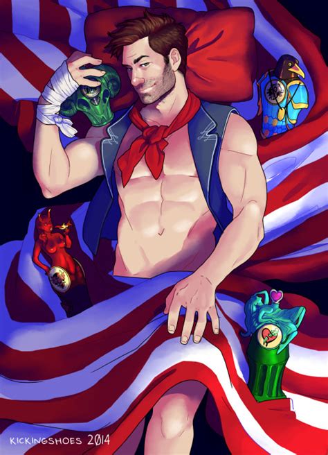 Rule 34 2014 American Flag Bioshock Bioshock Infinite Booker Dewitt Dilf Kickingshoes Male