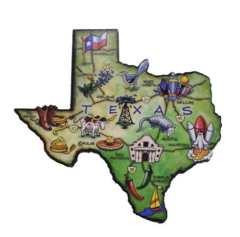 Treasure Gurus Texas The Lone Star State Shaped Artwood Jumbo Fridge