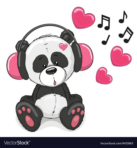 Panda With Headphones Royalty Free Vector Image
