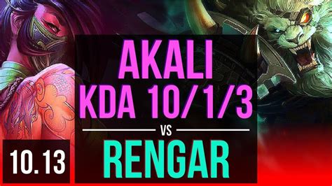 AKALI Vs RENGAR TOP Early Solo Kills KDA Solo Kills Godlike KR Diamond V