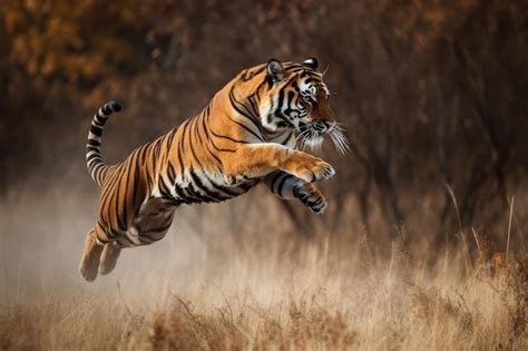 Premium Ai Image Tiger Jumping Generate Ai