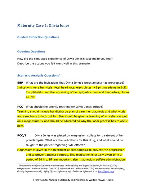 GRQ Guided Questions Maternity Case 1 Olivia Jones Guided