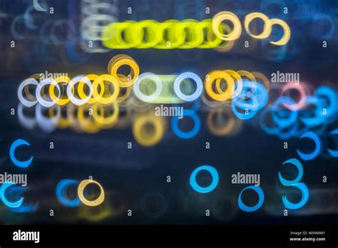 Blurred City Lights And Office Buildings Stock Photo Alamy
