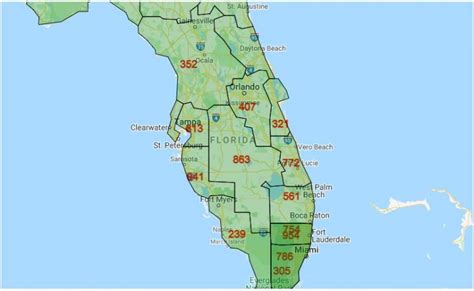 Florida Area Codes Map List And Phone Lookup Printable Area Code Gambaran