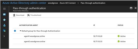 Azure Ad Connect مصادقة المرور ترقية وكلاء المصادقة Microsoft
