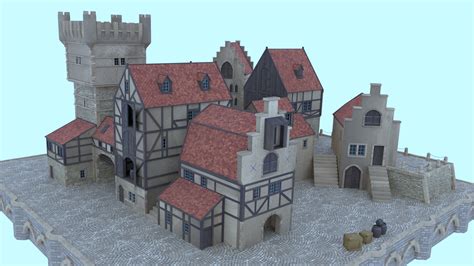 Artstation Medieval Port City Miniature Diorama Resources