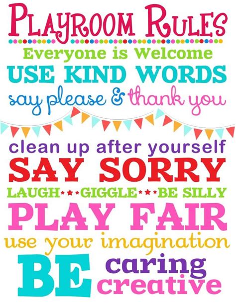 Playroom Rules Playroom Rules Playroom Playing Fair