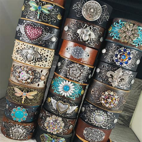Stack O Leather Cuff Bracelets I Made Using Recycled Old Leather Belts