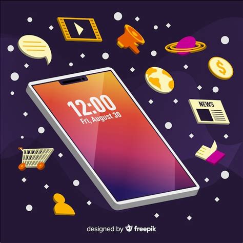 Free Vector Mobile Phone Illustration With Elements