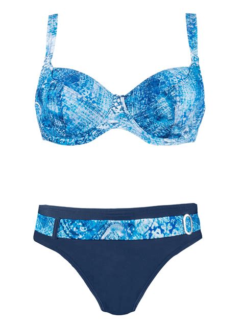Naturana Naturana Blue Denim Print Underwired Bikini Set Size 10