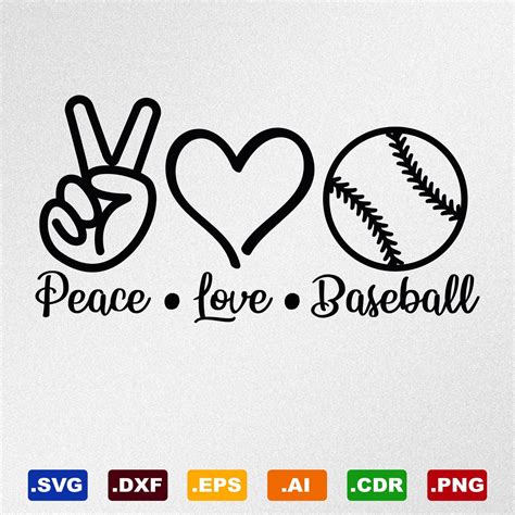 Peace Love Baseball Svg Dxf Eps Ai Cdr Vector Files for - Etsy