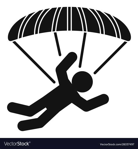 Parachute Skydiver Icon Simple Style Royalty Free Vector