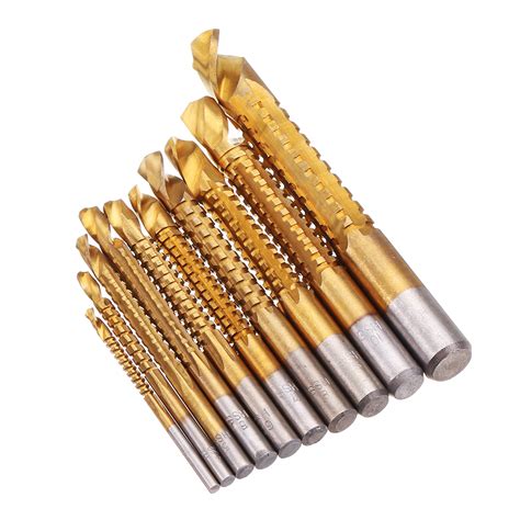 Drillpro 10pcs 3 13mm Hss Titanium Coated Twist Drill Bit Set Wood