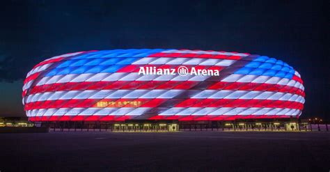 allianz arena special illumination for fc bayern munich 118th birthday stock editorial photo