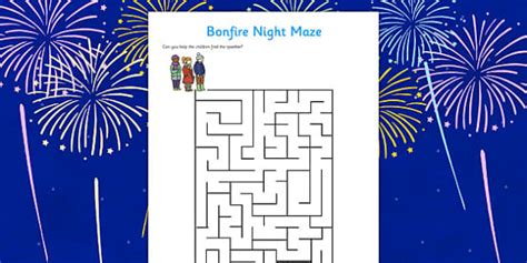 Bonfire Night Maze Worksheet