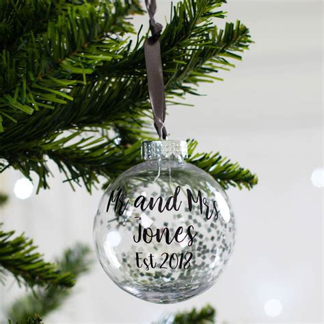 Personalised Mr And Mrs Glitter Christmas Bauble By Bubblegum Balloons