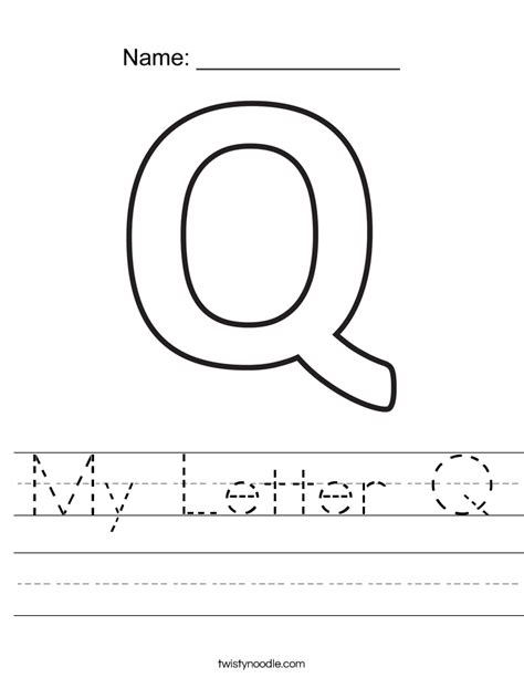 My Letter Q Worksheet Twisty Noodle