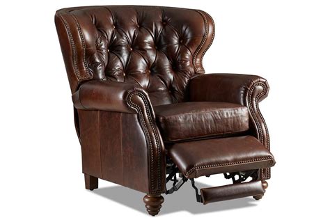 Arthur Chesterfield Leather Tufted Wingback Recliner Chair