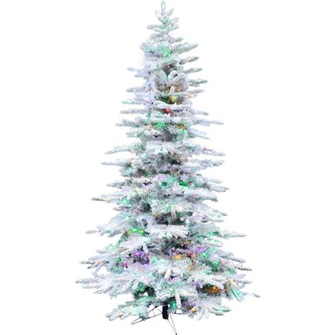 Fraser Hill Farm 10 Ft Pre Lit Flocked White Artificial Christmas Tree