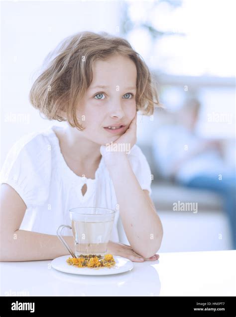 Young Girl With Tea Cup 8 9 Years Hi Res Stock Photography And Images