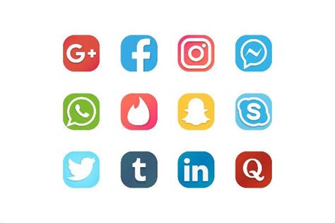 9 Set Of Social Media Vector Icons Free Sample Example Format