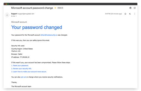 Microsoft Phishing Email Example Hook Security