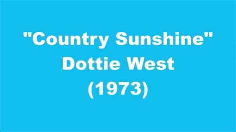 Dottie West Country Sunshine 1973 Youtube