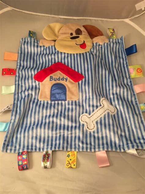 Taggies Peek A Boo Buddy Puppy Dog House Baby Security Blanket Blue